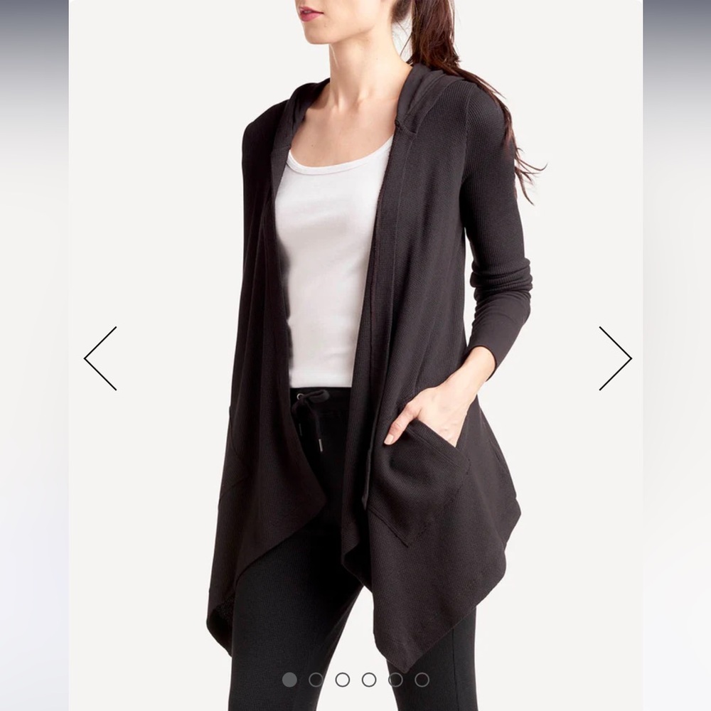 Splendid Black Waterfall Hooded Thermal Cardigan Size XS